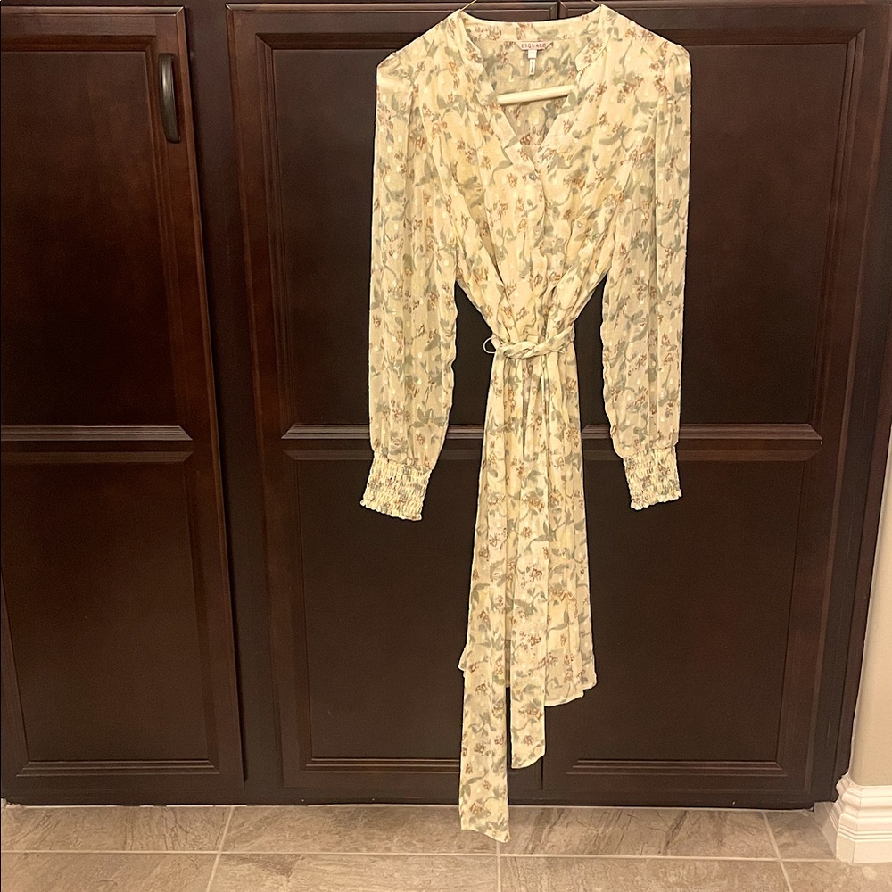 Esqualo long Sleeve Button Down flowy Dress Size 4